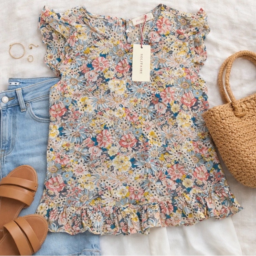 Solitaire Vibrant Floral Top - Picture 1 of 4